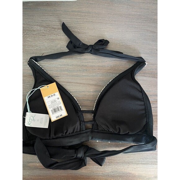 Women's Bikini Top Crochet Trim HANDMADE Kona Sol Black XS new - Picture 8 of 11